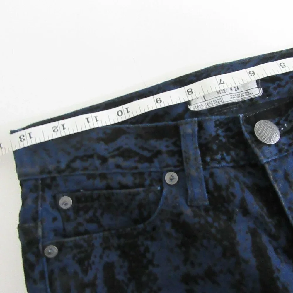 Free People Flocked Indigo Combo Skinny Pants New
